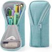 Portable Green Upright Pencil Case - Large Capacity Stationery Bag - 1