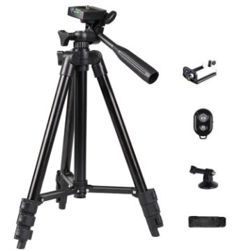 Portable Aluminum DSLR Tripod with Clip, Bag, Controller, Adaptor - 1