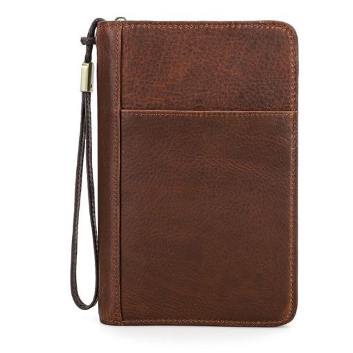 CONTACTS FAMILY CF5009 Leather Travel Cigar Box with Strap (Brown) - 1