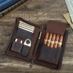 CONTACTS FAMILY CF5009 Leather Travel Cigar Box with Strap (Brown) - 3