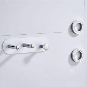 Silver Wall Mounted Hair Dryer Holder with 2 Loops, Aluminum Shelf - 1