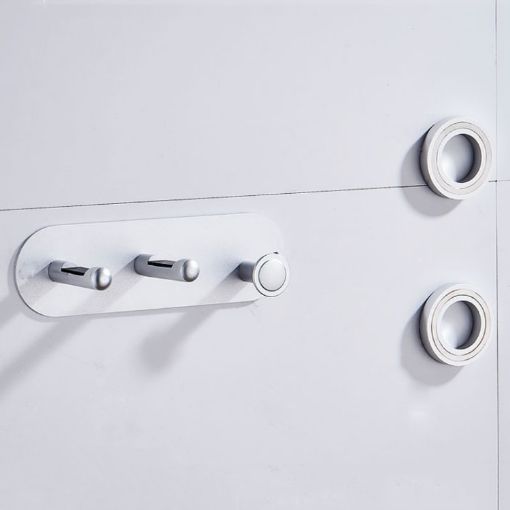 Silver Wall Mounted Hair Dryer Holder with 2 Loops, Aluminum Shelf - 1