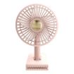 Rechargeable Pink Clip-On Oscillating Car Fan with Light - 1