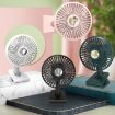 Rechargeable Pink Clip-On Oscillating Car Fan with Light - 2