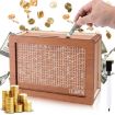 Light Brown Wooden Money Box Piggy Bank with Counter 1000 Euros - 2