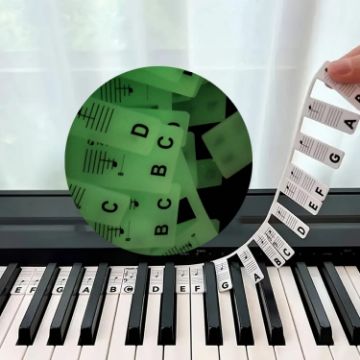 Luminous Silicone Removable Piano Notes Guide Keyboard, 61 Keys - 1