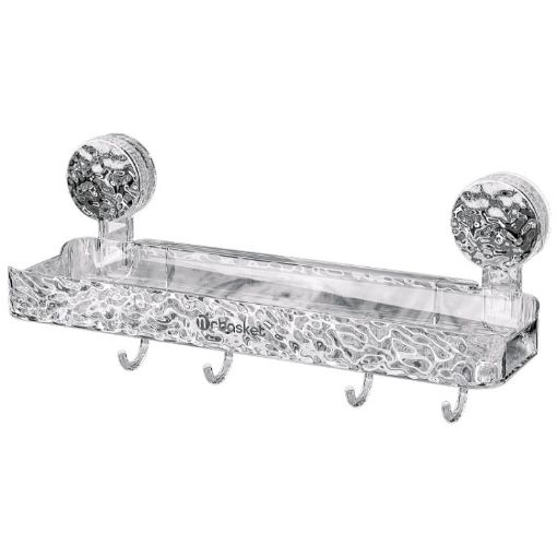 Bathroom Suction Cup Shelf Wall Mounted Organizing Rack (Silver) - 1