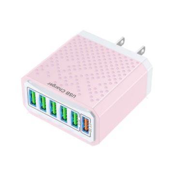 Multifunctional 6-Port USB Travel Charger, Pink US Plug - 1