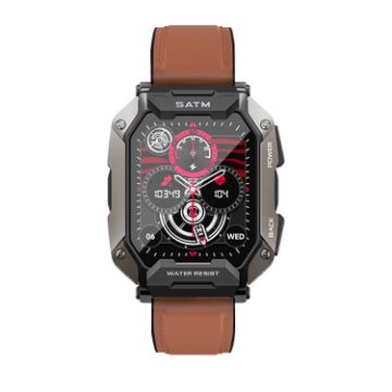 C20Plus Brown Leather 1.81" Waterproof Health Smart Watch - 1