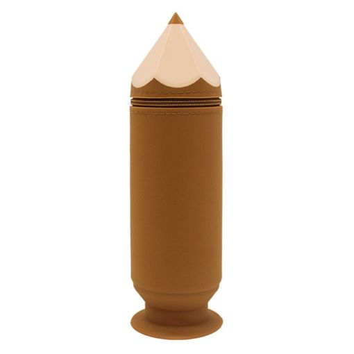 Large Capacity Silicone Pencil Case - Dirty Resistant (Brown) - 1