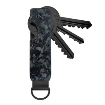 Black Forged Carbon Compact Key Organizer, Holds 2-6 Keys - 1
