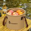 Folding Portable 10L Beige Camping Water Storage Bucket - 2