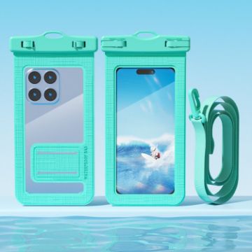 Cyan 7.2" Phone Waterproof Bag IPX8 30m with Finger Strap - 1