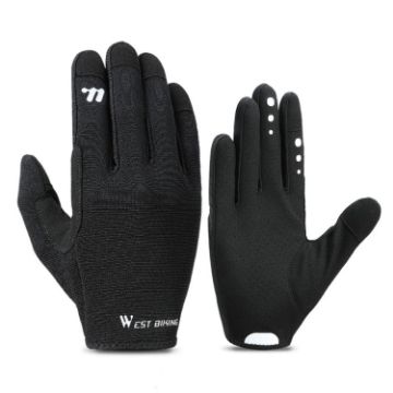 WEST BIKING L Black Anti-slip Breathable Touch Screen Cycling Gloves - 1