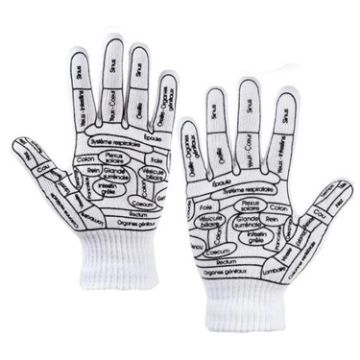 Acupuncture Point English Hand Massage Therapy Gloves, Avg Size - 1