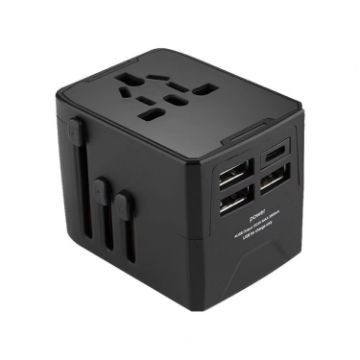 USB & USB-C Travel Plug Adapter - Universal Charger (Black) - 1