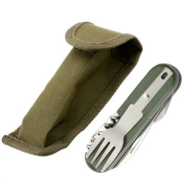 SY-FT008 7-in-1 Portable Green Camping Folding Tableware Set - 1