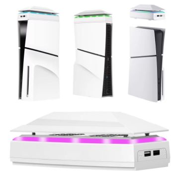 PS5 Slim White Cooling Fan: Dustproof, 3 Speeds, Colorful - 1