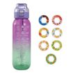 1000ml Fruity Water Bottle With Straw & 7 Flavor Rings (Clear Purple) - 1