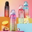 1000ml Fruity Water Bottle With Straw & 7 Flavor Rings (Clear Purple) - 2