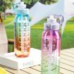 1000ml Fruity Water Bottle With Straw & 7 Flavor Rings (Clear Purple) - 5