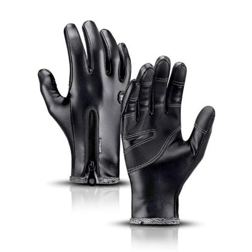 Kyncilor XL Black Winter Thermal PU Gloves, Touchscreen, Windproof - 1