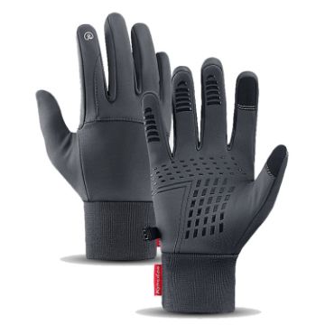 Kyncilor XL Gray Waterproof Cycling Gloves Touchscreen Velvet Warm - 1