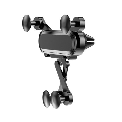 Gravity Car Phone Holder for Air Outlet - Black Smartphone Bracket - 1