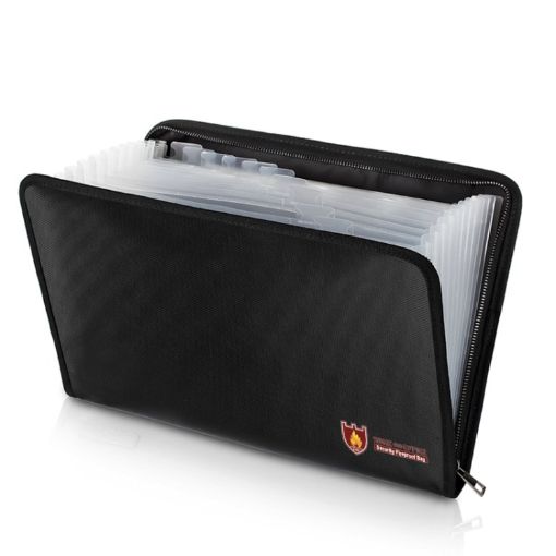 Accordion File Bag 12 Pockets A4 Fireproof Waterproof Organizer - 1