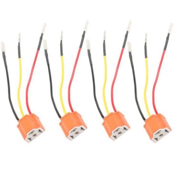 4pcs Car Headlight Cable H4 Three-Plug Base Modification Set - 1