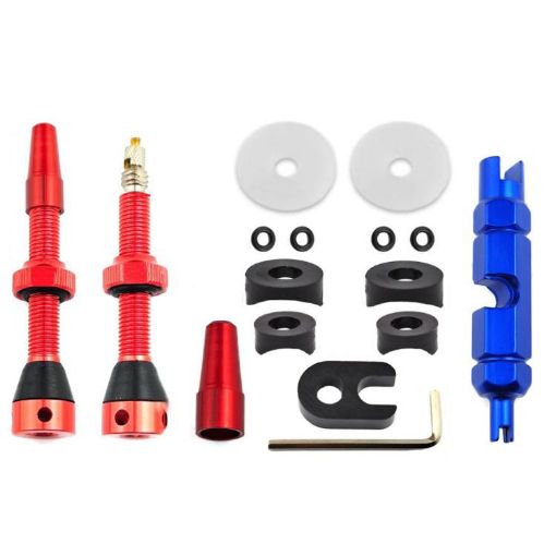 Red 44mm Tubeless French Valve for Mountain Road Bike - 1