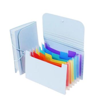 A6 Expanding File Organizer, 7 Pockets, Blue Cover, Colorful Inside - 1