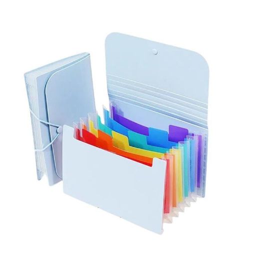 A6 Expanding File Organizer, 7 Pockets, Blue Cover, Colorful Inside - 1
