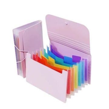 A6 Expanding File Organizer, 7 Pockets, Purple & Colorful Inner - 1