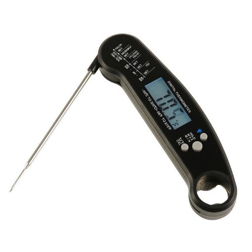 Foldable Black LCD Screen Food Thermometer with Digital Display - 1