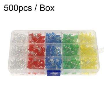 500pcs LED Set: 5 Colors F5 Light Emitting Diodes Boxed - 1