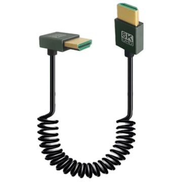 8K HDMI 2.1 Cable, 0.5m, 60Hz, Positive Bend, Spring Design - 1