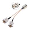 UHF Female to Dual Male Adapter Cable SO239 to PL259Y, 30cm - 1