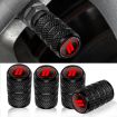 Car Modification Aluminum Tire Valve Caps, Red Strip Grid (2 Sets) - 2