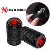 Car Modification Aluminum Tire Valve Caps, Red Strip Grid (2 Sets) - 3