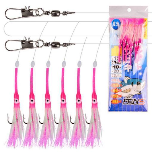 Luminous Bionic Hairtail Hook Anti-bite Mackerel Fishing Set (6 x 4/0) - 1