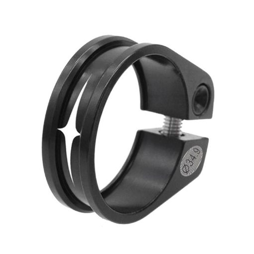 Aluminum 34.9mm Black Bicycle Seatpost Clamp Ring Fittings - 1
