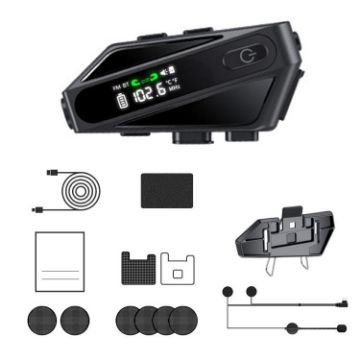 C6 Wireless Intercom Helmet Headset: IPX6 Waterproof, LED, Hard Mic - 1