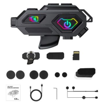 C8Max Video Helmet Bluetooth Headset with HD Recorder, Hard Mic - 1