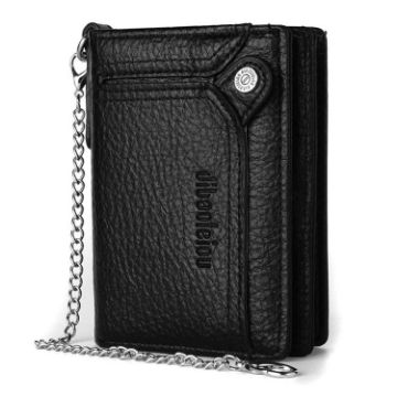 Dibaoleiou Men Anti-Theft Chain Wallet Zipper Coin Purse (Black) - 1