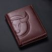 BULL CAPTAIN RFID Cowhide Wallet, Multiple Card Slots (Coffee Vertical) - 1