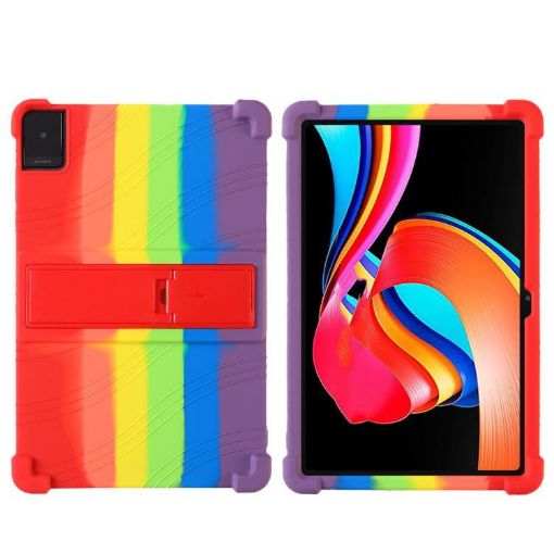 TCL TAB 10L Gen 2 Shockproof Silicone Case with Holder - Rainbow - 1