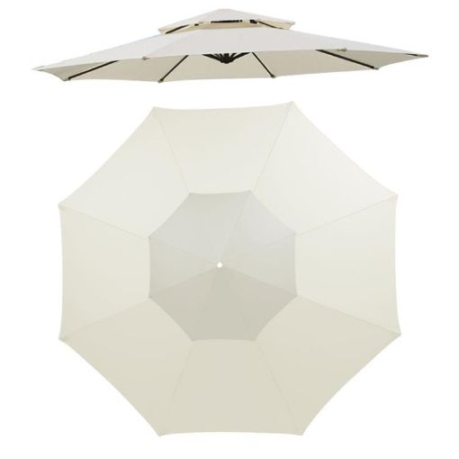 2.7M 8-Rib Double Top Patio Umbrella Replacement Canopy Beige - 1