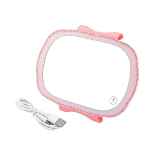 Pink LED Light Makeup Mirror for Car Passenger Sun Visor - 1
