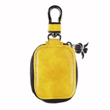 Yellow Leather Storage Bag for Apple AirPods Bluetooth Earphones - 1